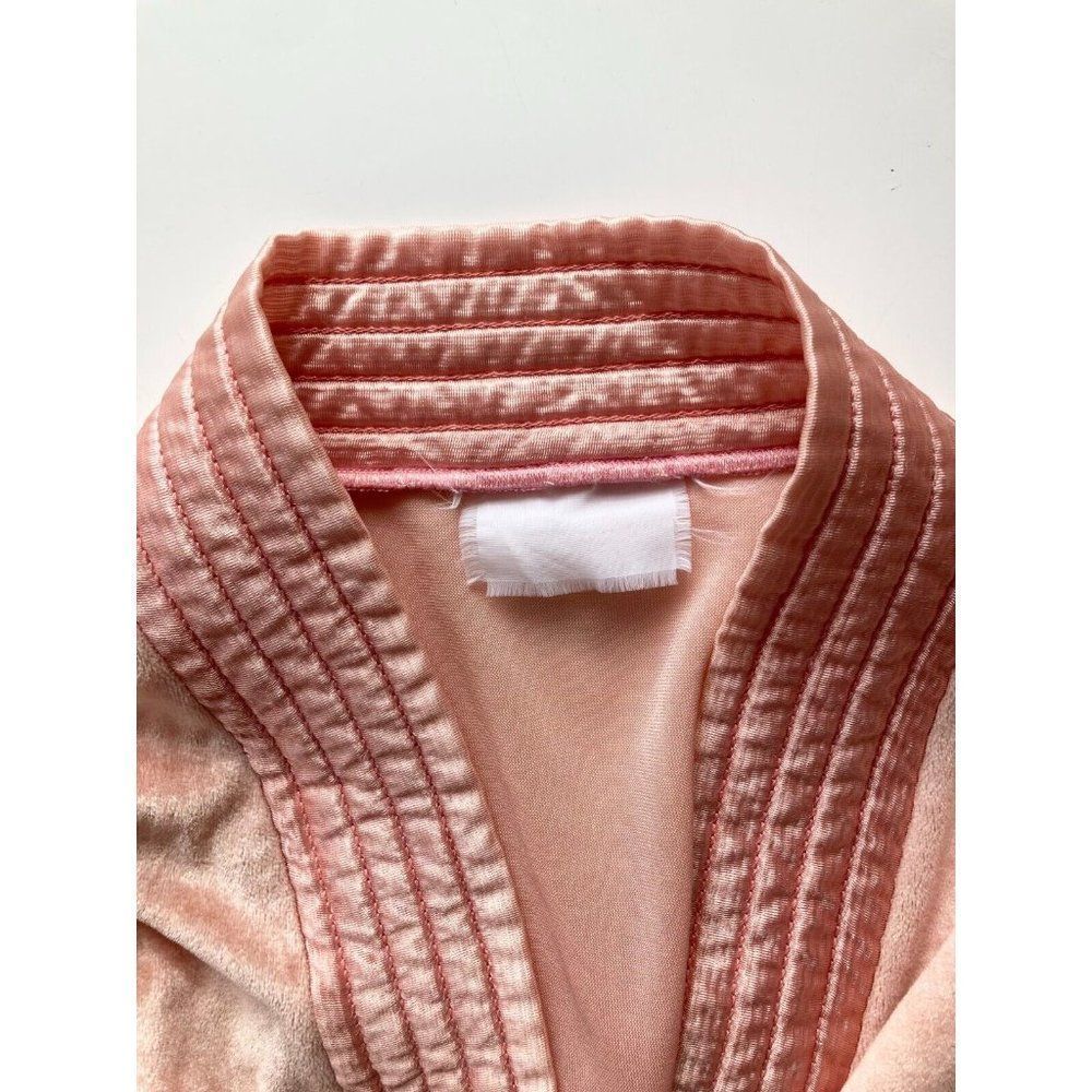 Vintage 1960's Pink Velvet Quilted Satin Robe Dressing Gown - Picture 12 of 13